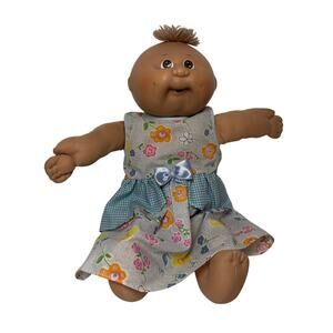 Vintage Cabbage Patch Kids Doll with Blue Dress and Tan Yarn Hair Brown Eyes 12”